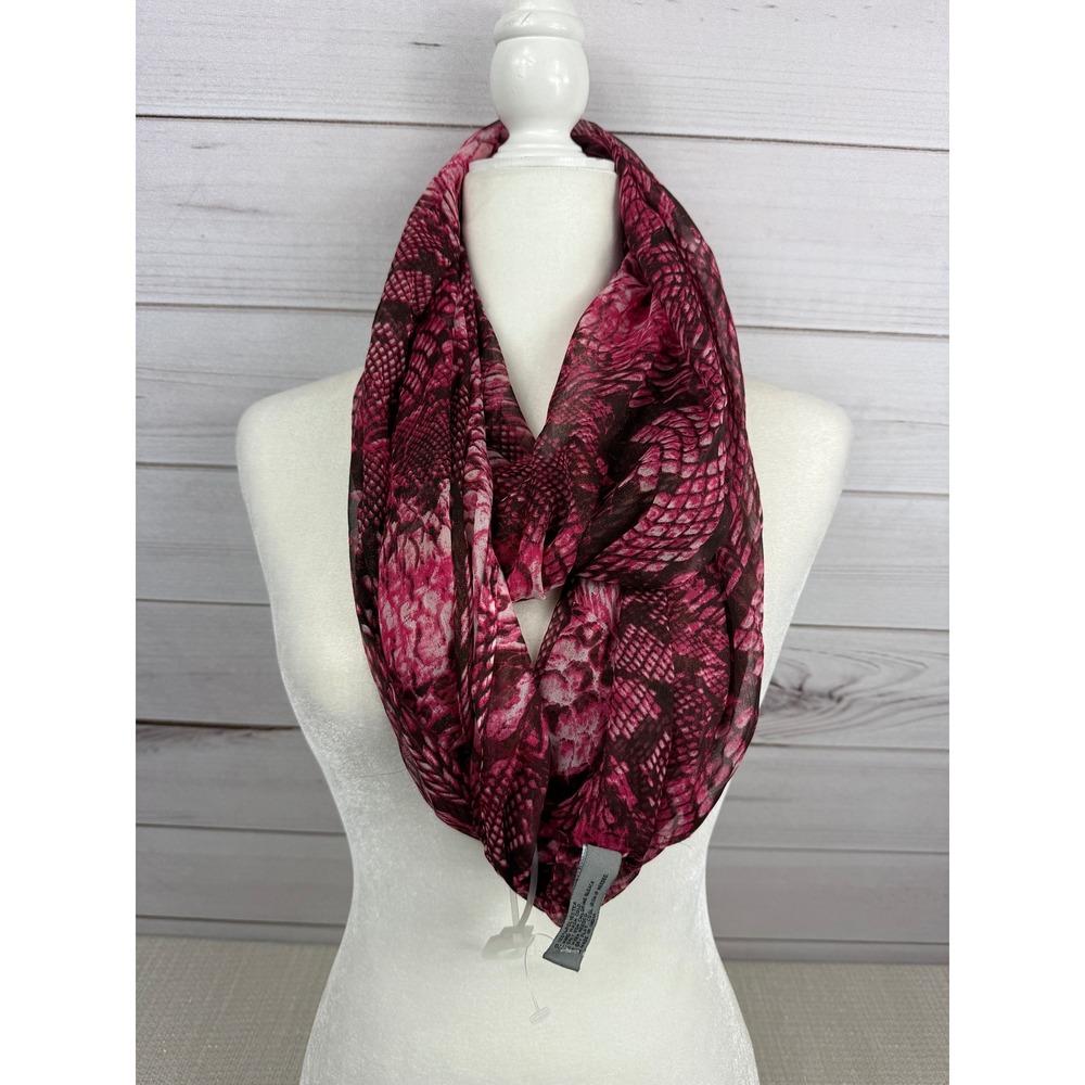 Accessory St New York Pink Snake Print‎ Infinity Loop Scarf Lightweight Sheer